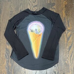 Terez Black Long Sleeve Shirt with Disco Ice Cream Cone